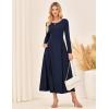 imageGRACE KARIN 2025 Womens Casual Long Sleeve Solid Flowy Flared A Line Maxi Dresses with PocketsNavy Blue