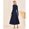 imageGRACE KARIN 2025 Womens Casual Long Sleeve Solid Flowy Flared A Line Maxi Dresses with PocketsNavy Blue