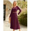 imageGRACE KARIN 2025 Womens Casual Long Sleeve Solid Flowy Flared A Line Maxi Dresses with PocketsWine Red