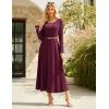 imageGRACE KARIN 2025 Womens Casual Long Sleeve Solid Flowy Flared A Line Maxi Dresses with PocketsWine Red