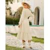 imageGRACE KARIN 2025 Womens Long Sleeve Henley VNeck Midi Dresses Smocked Tiered Flowy A Line DressesApricot