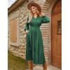 imageGRACE KARIN 2025 Womens Long Sleeve Henley VNeck Midi Dresses Smocked Tiered Flowy A Line DressesGreen