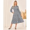 imageGRACE KARIN 2025 Womens Summer Floral Midi Dress Boho Long Sleeve V Neck Ruffle Casual A Line Flowy Dresses with PocketBlue Floral