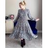 imageGRACE KARIN 2025 Womens Summer Floral Midi Dress Boho Long Sleeve V Neck Ruffle Casual A Line Flowy Dresses with PocketBlue Floral