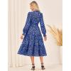 imageGRACE KARIN 2025 Womens Summer Floral Midi Dress Boho Long Sleeve V Neck Ruffle Casual A Line Flowy Dresses with PocketBlue Leopard