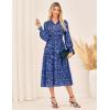 imageGRACE KARIN 2025 Womens Summer Floral Midi Dress Boho Long Sleeve V Neck Ruffle Casual A Line Flowy Dresses with PocketBlue Leopard