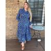 imageGRACE KARIN 2025 Womens Summer Floral Midi Dress Boho Long Sleeve V Neck Ruffle Casual A Line Flowy Dresses with PocketBlue Leopard