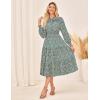 imageGRACE KARIN 2025 Womens Summer Floral Midi Dress Boho Long Sleeve V Neck Ruffle Casual A Line Flowy Dresses with PocketGreen Floral