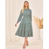 imageGRACE KARIN 2025 Womens Summer Floral Midi Dress Boho Long Sleeve V Neck Ruffle Casual A Line Flowy Dresses with PocketGreen Floral