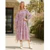 imageGRACE KARIN 2025 Womens Summer Floral Midi Dress Boho Long Sleeve V Neck Ruffle Casual A Line Flowy Dresses with PocketPink Floral