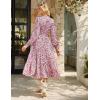 imageGRACE KARIN 2025 Womens Summer Floral Midi Dress Boho Long Sleeve V Neck Ruffle Casual A Line Flowy Dresses with PocketPink Floral