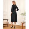 imageGRACE KARIN 2025 Womens V Neck 34 Sleeve Tie Waist Business Work A Line Midi DressBlack