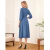 imageGRACE KARIN 2025 Womens V Neck 34 Sleeve Tie Waist Business Work A Line Midi DressGray Blue