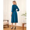imageGRACE KARIN 2025 Womens V Neck 34 Sleeve Tie Waist Business Work A Line Midi DressPeacock Blue