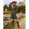 imageGRACE KARIN Fall Dresses for Women 2025 Casual Long Sleeve Crew Neck Ribbed Belted Dresses with PocketArmy Green