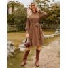 imageGRACE KARIN Fall Dresses for Women 2025 Casual Long Sleeve Crew Neck Ribbed Belted Dresses with PocketBrown
