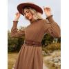 imageGRACE KARIN Fall Dresses for Women 2025 Casual Long Sleeve Crew Neck Ribbed Belted Dresses with PocketBrown