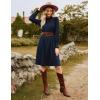 imageGRACE KARIN Fall Dresses for Women 2025 Casual Long Sleeve Crew Neck Ribbed Belted Dresses with PocketNavy Blue