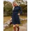 imageGRACE KARIN Fall Dresses for Women 2025 Casual Long Sleeve Crew Neck Ribbed Belted Dresses with PocketNavy Blue