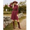 imageGRACE KARIN Fall Dresses for Women 2025 Casual Long Sleeve Crew Neck Ribbed Belted Dresses with PocketWine Red