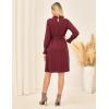 imageGRACE KARIN Fall Dresses for Women 2025 Casual Long Sleeve Crew Neck Ribbed Belted Dresses with PocketWine Red