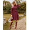imageGRACE KARIN Fall Dresses for Women 2025 Casual Long Sleeve Crew Neck Ribbed Belted Dresses with PocketWine Red