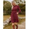imageGRACE KARIN Fall Dresses for Women 2025 Casual Long Sleeve Crew Neck Ribbed Belted Dresses with PocketWine Red