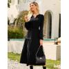imageGRACE KARIN Long Sleeve Dress for Women 2025 Fall V Neck Tiered ALine Dress Casual Work Maxi Dresses with PocketsBlack