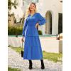 imageGRACE KARIN Long Sleeve Dress for Women 2025 Fall V Neck Tiered ALine Dress Casual Work Maxi Dresses with PocketsBlue