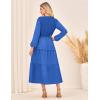 imageGRACE KARIN Long Sleeve Dress for Women 2025 Fall V Neck Tiered ALine Dress Casual Work Maxi Dresses with PocketsBlue