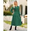 imageGRACE KARIN Long Sleeve Dress for Women 2025 Fall V Neck Tiered ALine Dress Casual Work Maxi Dresses with PocketsGreen