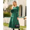 imageGRACE KARIN Long Sleeve Dress for Women 2025 Fall V Neck Tiered ALine Dress Casual Work Maxi Dresses with PocketsGreen