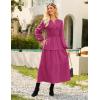 imageGRACE KARIN Long Sleeve Dress for Women 2025 Fall V Neck Tiered ALine Dress Casual Work Maxi Dresses with PocketsRose Red