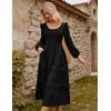 imageGRACE KARIN Long Sleeve Dresses for Women 2025 Fall Outfits Puff Crewneck Wedding Guest Casual Dresses with PocketsBlack
