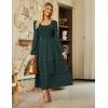 imageGRACE KARIN Long Sleeve Dresses for Women 2025 Fall Outfits Puff Crewneck Wedding Guest Casual Dresses with PocketsDark Green