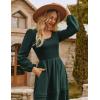 imageGRACE KARIN Long Sleeve Dresses for Women 2025 Fall Outfits Puff Crewneck Wedding Guest Casual Dresses with PocketsDark Green