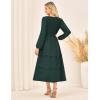 imageGRACE KARIN Long Sleeve Dresses for Women 2025 Fall Outfits Puff Crewneck Wedding Guest Casual Dresses with PocketsDark Green