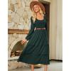 imageGRACE KARIN Long Sleeve Dresses for Women 2025 Fall Outfits Puff Crewneck Wedding Guest Casual Dresses with PocketsDark Green