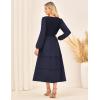 imageGRACE KARIN Long Sleeve Dresses for Women 2025 Fall Outfits Puff Crewneck Wedding Guest Casual Dresses with PocketsNavy Blue