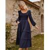 imageGRACE KARIN Long Sleeve Dresses for Women 2025 Fall Outfits Puff Crewneck Wedding Guest Casual Dresses with PocketsNavy Blue