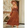 imageGRACE KARIN Long Sleeve Dresses for Women 2025 Fall Outfits Puff Crewneck Wedding Guest Casual Dresses with PocketsOrange Brown