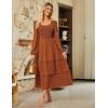 imageGRACE KARIN Long Sleeve Dresses for Women 2025 Fall Outfits Puff Crewneck Wedding Guest Casual Dresses with PocketsOrange Brown