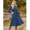 imageGRACE KARIN Women Long Sleeve Knit Dress 2025 Fall Tie Waist Crew Neck Ribbed Casul A Line Midi DressBlue