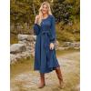 imageGRACE KARIN Women Long Sleeve Knit Dress 2025 Fall Tie Waist Crew Neck Ribbed Casul A Line Midi DressBlue