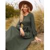 imageGRACE KARIN Women Long Sleeve Knit Dress 2025 Fall Tie Waist Crew Neck Ribbed Casul A Line Midi DressGray Green