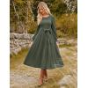 imageGRACE KARIN Women Long Sleeve Knit Dress 2025 Fall Tie Waist Crew Neck Ribbed Casul A Line Midi DressGray Green