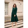 imageGRACE KARIN Womens 2025 Fall Long Sleeve Dress Casual V Neck Pleated A Line Flowy Midi DressesDark Green