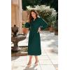 imageGRACE KARIN Womens 2025 Fall Long Sleeve Dress Casual V Neck Pleated A Line Flowy Midi DressesDark Green