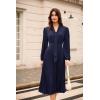 imageGRACE KARIN Womens 2025 Fall Long Sleeve Dress Casual V Neck Pleated A Line Flowy Midi DressesNavy Blue