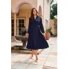 imageGRACE KARIN Womens 2025 Fall Long Sleeve Dress Casual V Neck Pleated A Line Flowy Midi DressesNavy Blue